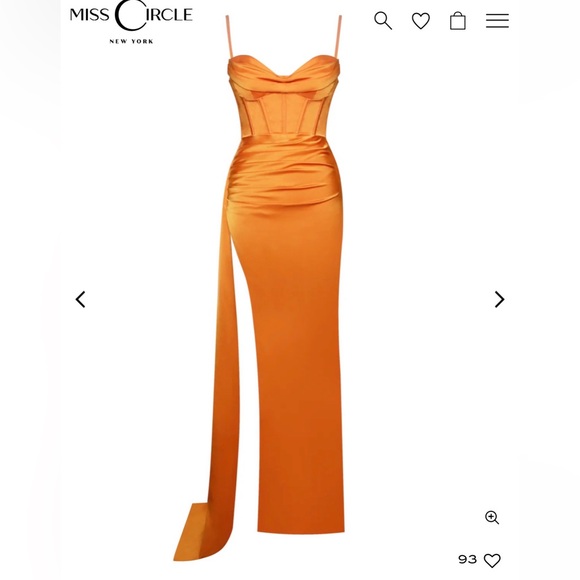 Elayna Orange Strappy Satin Corset High Slit Gown - Picture 5 of 10